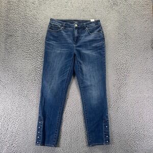 Chico's So Slimming Jeans Womens 6 Blue Cotton Denim Ankle Girlfriend Stretch